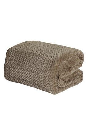 Luxury Home Braided Chevron Microplush Blanket in Taupe at Nordstrom Rack, Size Queen