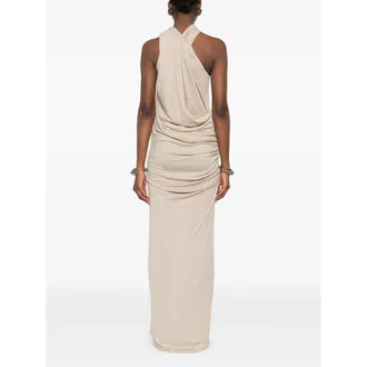 Entire studios Asymmetric Draped Tencel-Wool Dress - Beige
