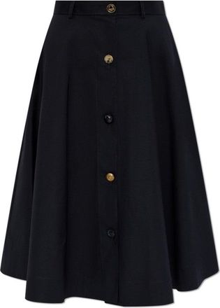 Moschino A-Line Black Skirt With Button-Down Front
