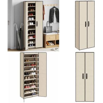 vidaXL Scarpiera Crema 60x30x166 cm Tessuto - Scarpiera con ante - Scarpiera in tessuto