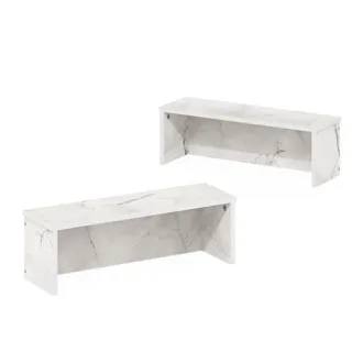 Furinno Helena 18-Inch Kitchen Counter Stackable Organizer Shelf, Marble White, Set of 2