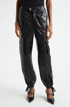 Cinq &agrave; Sept Faux Leather Cargo Joggers in Black at Nordstrom Rack, Size 6