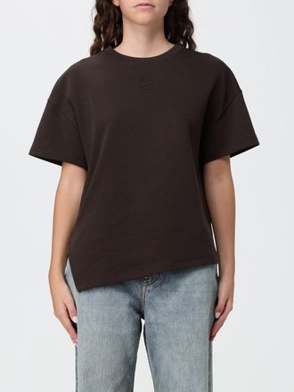 Loewe T-shirt in cotone a maniche corte con girocollo e orlo asimmetrico