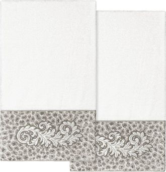 Linum Home Textiles 100% Turkish Cotton April 2Pc Embellished Bath Towel Set