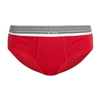Versace Bottoms, female, Red, Size: 2XL Ribbed Cotton-Jersey Briefs