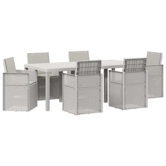 vidaXL Conjunto De Comedor De Jard&iacute;n 7 Pcs Blanco Y Gris Claro Pp Vidaxl