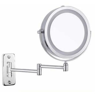 OEM Espejo De Tocador De Pared Con Iluminaci&oacute;n Led De Doble Cara, Lupa De 10x, Giratorio 360&deg;, Retr&aacute;ctil, Acabado Cromado, 7 Pulgadas