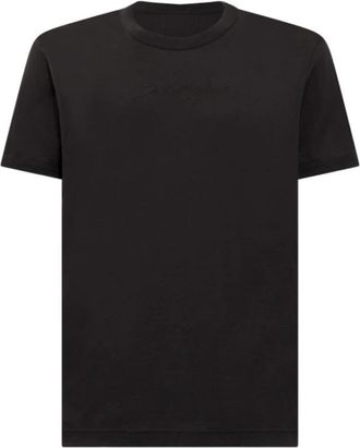 Dolce & Gabbana Zwart Geborduurd Handtekening T-Shirt - Heren - T-shirts - Zwart - S - Katoen - Tops