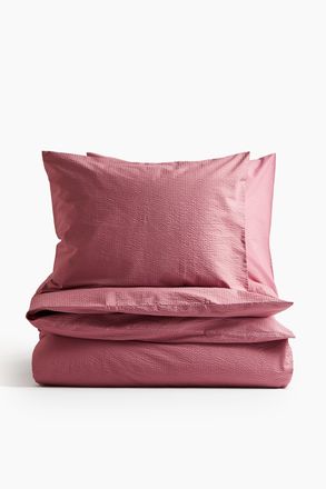 H&M Seersucker-Bettw&auml;sche f&uuml;r Doppelbett/King-Size - Dunkles Mattrosa
