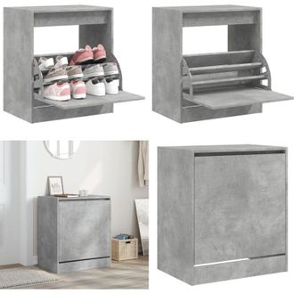 vidaXL Scarpiera Grigio Cemento 60x42x69 cm in Legno Multistrato - Scarpiera grigio cemento - Scarpiera da interno
