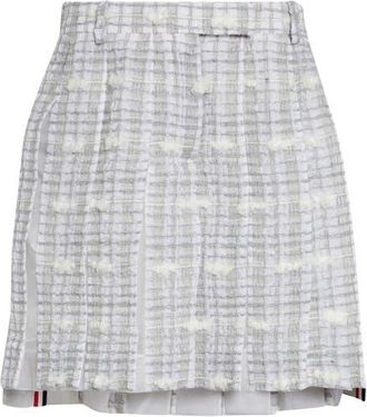 Thom Browne Low Rise Pleated Tweed Skirt in Medium Grey at Nordstrom, Size 4 Us