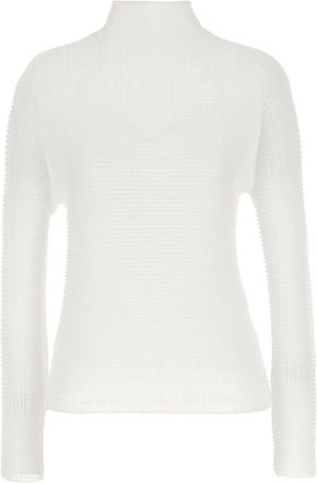 Issey Miyake Top a collo alto - Bianco
