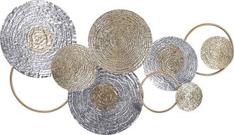 Beliani Beliani - Decoraci&oacute;n De Pared De Metal Plateado Dorado 110 X 60 Cm C&iacute;rculos Arte Naturaleza Moderno Glamour Vanadium