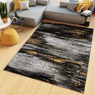 Tapiso Alfombra de polipropileno en negro y gris 130x190 cm