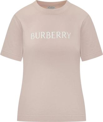 Burberry Logo Katoenen T-shirt - Dames - T-shirts - Roze - XS - Katoen - Tops