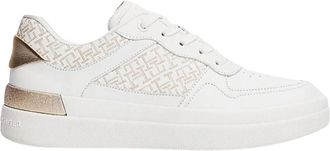 Tommy Hilfiger Monogram Lage Top Leren Sneakers - Dames - Sneakers - Wit - 39 EU - Leer - Schoenen