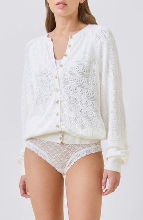 Papinelle Sleepwear Open Knit Cardigan in Ecru at Nordstrom, Size Large