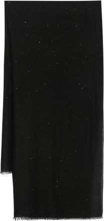 Faliero Sarti sequin-embellished fringed scarf - women - Wool/Polyester - One Size - Black