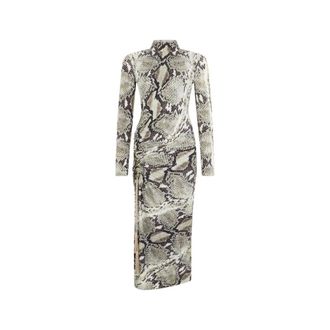 Roberto Cavalli Party Dresses, female, Brown, Size: XS Midi Dress With Python Print