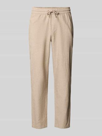 Blend Hose aus Baumwoll-Leinen-Mix mit elastischem Bund in Beige, Gr&ouml;&szlig;e 3XL