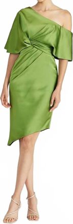 Theia Polly Satin Cocktail Dress In Paradise Green