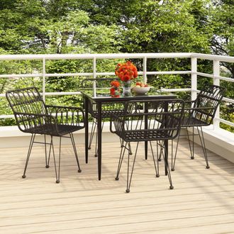 vidaXL Vidaxl - Juego De Comedor De Jard&iacute;n 5 Piezas Rat&aacute;n Sint&eacute;tico Negro
