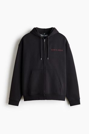 H&M Loose Fit Printed Zip-through Hoodie in Black/guns N Roses at Nordstrom, Size Xx-Large