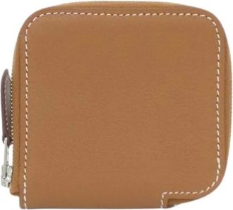 Herm&egrave;s Pre-owned Wallets, female, Brown, Size: ONE SIZE Pre-owned Wild Silk In Coin Case