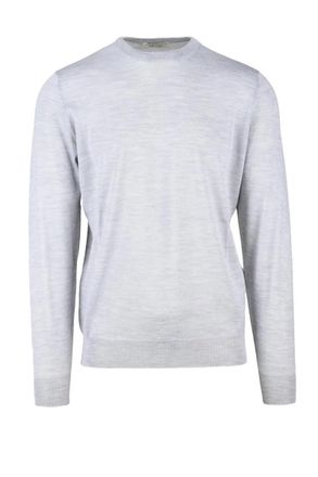 FILIPPO DE LAURENTIIS Light Grey Merino Wool Mens Crewneck Pullover