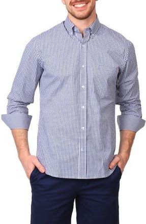 Tailorbyrd Gingham Stretch Cotton Button-Up Shirt in Navy at Nordstrom Rack, Size Xx-Large