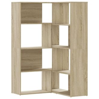 Berkfield Home Corner Bookcase 4-Tier Sonoma Oak 85x85x140 cm Engineered Wood in Brown | Size: 85 x 85 x 140 cm