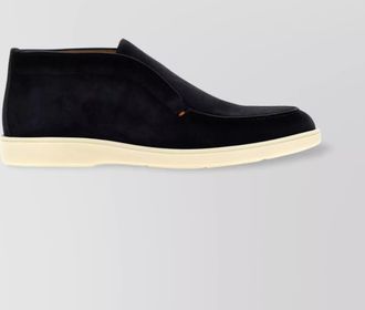 Santoni suede boots with contrast sole and round toe