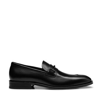 HUGO BOSS Mens Derrek Loafer Shoes in Black Leather - Size UK 6