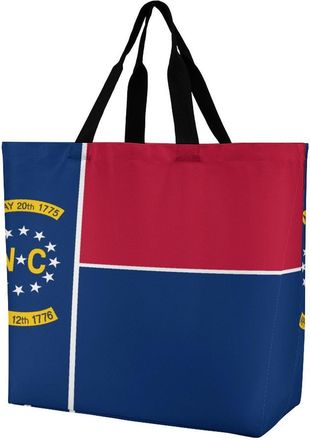 Generic State Flag Of Carolina Reusable Shopping Bags Large Capacity Grocery Bag Heavy Duty Tote for Women 40x40x16cm