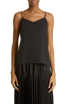 Fabiana Filippi Beaded V-Neck Satin Camisole in Nero at Nordstrom Rack, Size 14 Us / 50 It