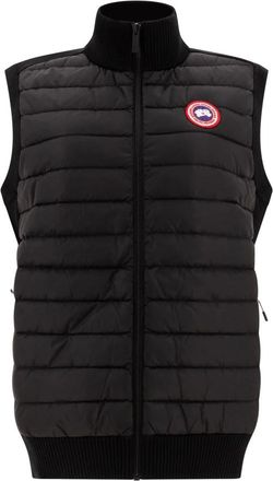Canada Goose Waistcoats, male, Black, XL, Black Knit Sleeveless Down Jacket