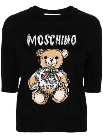 Moschino Cropped intarsia trui - Zwart