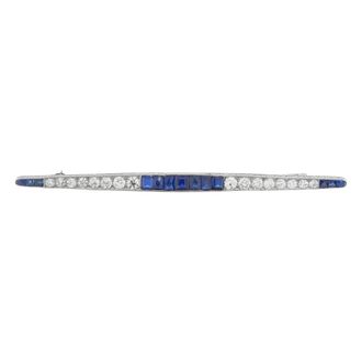Luxury Bazaar Platinum 1.50ct Diamond and Sapphire Art Deco Pin MF13-062626