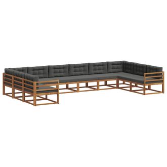 vidaXL Conjunto De Sof&aacute;s De Exterior 10 Uds. Natural Y Antracita Vidaxl