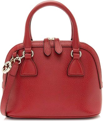 Gucci Red Leather Gg Charm Dome Small Satchel (Authentic Pre-Loved)