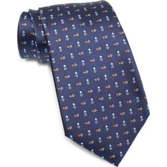 Ermenegildo Zegna Diamond Neat Silk Tie in Nvy Fan at Nordstrom