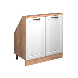 Vicco Armario De Cocina Para Techo Inclinado R-line, Casa De Campo Blanca/roble Dorado, 80 Cm Con 2 Puertas, Vicco
