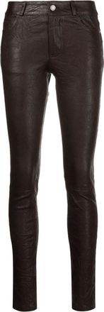 Zadig&Voltaire Phlame skinny leather trousers - women - Lamb Skin/Cotton - 34 - Brown