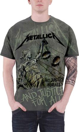 Metallica T Shirt Justice for all Neon Official Mens New Grey All Over Print XXL