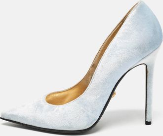 Versace Blue Velvet Pointed Toe Pumps