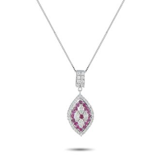Luxury Bazaar Platinum 0.75ct Diamond and Ruby Pendant Necklace MF10-041326