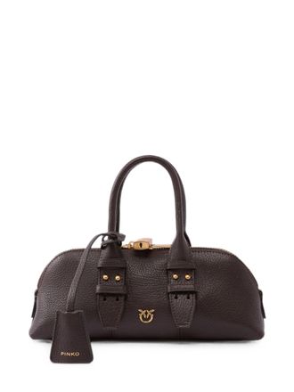 Pinko Horizontally Elongated Textured Leather Bowling Bag