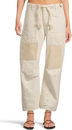 Free People Moxie Low Slung Pull-On Barrel Womens Clothing White : 29, Cotton/Denim