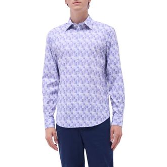 Bugatchi James OoohCotton Check Button-Up Shirt in Lilac at Nordstrom, Size Xxx-Large