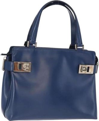 Ferragamo Pre-owned Handbags, female, Blue, Size: ONE SIZE Pre-owned Leather Handbag